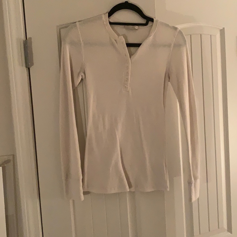 Cream XS Waffle knit Henley longsleeve